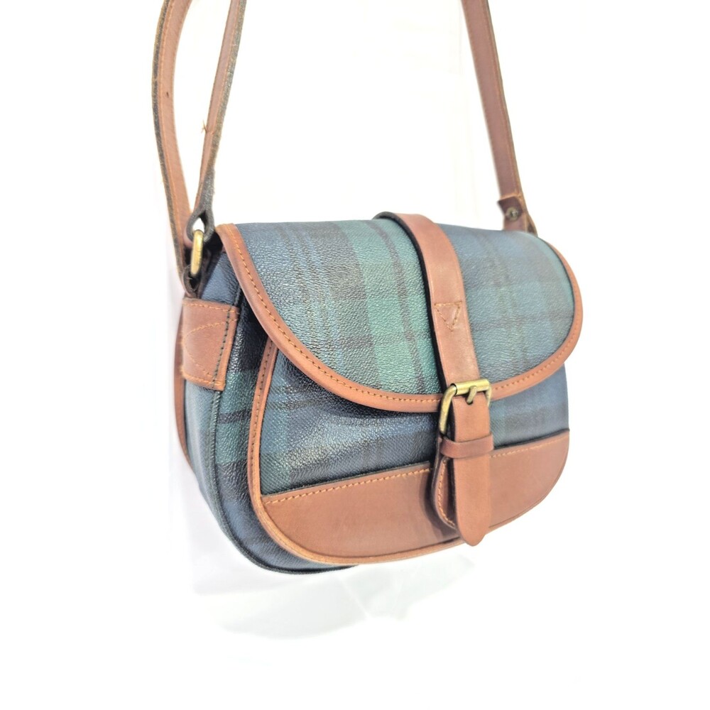 POLO RALPH LAUREN Leather PVC Check Pattern Crossbody Bag Women's Authentic